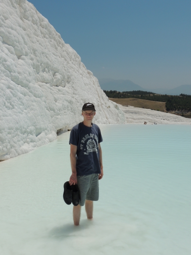 Pamukkale - Matt without anyone else in the picture.  We had to go to the end of the pools to get this shot